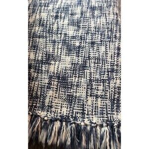 Frye Oversized Woven Throw Blanket Sage Blue 50x70  With Fringe Modern Farmhouse
